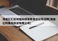 海南亿汇区块链科技有限责任公司招聘[海南亿购集团投资有限公司]